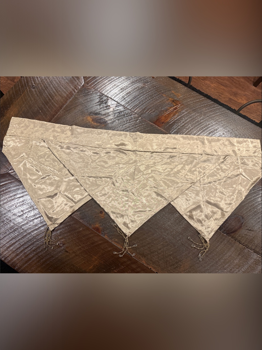 Elegant Ivory Silk-Tone Valance Panel with Tassel Accents